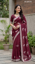 BEAUTIFUL SAREE WITH BEAUTIFUL EMBROIDERY WORK