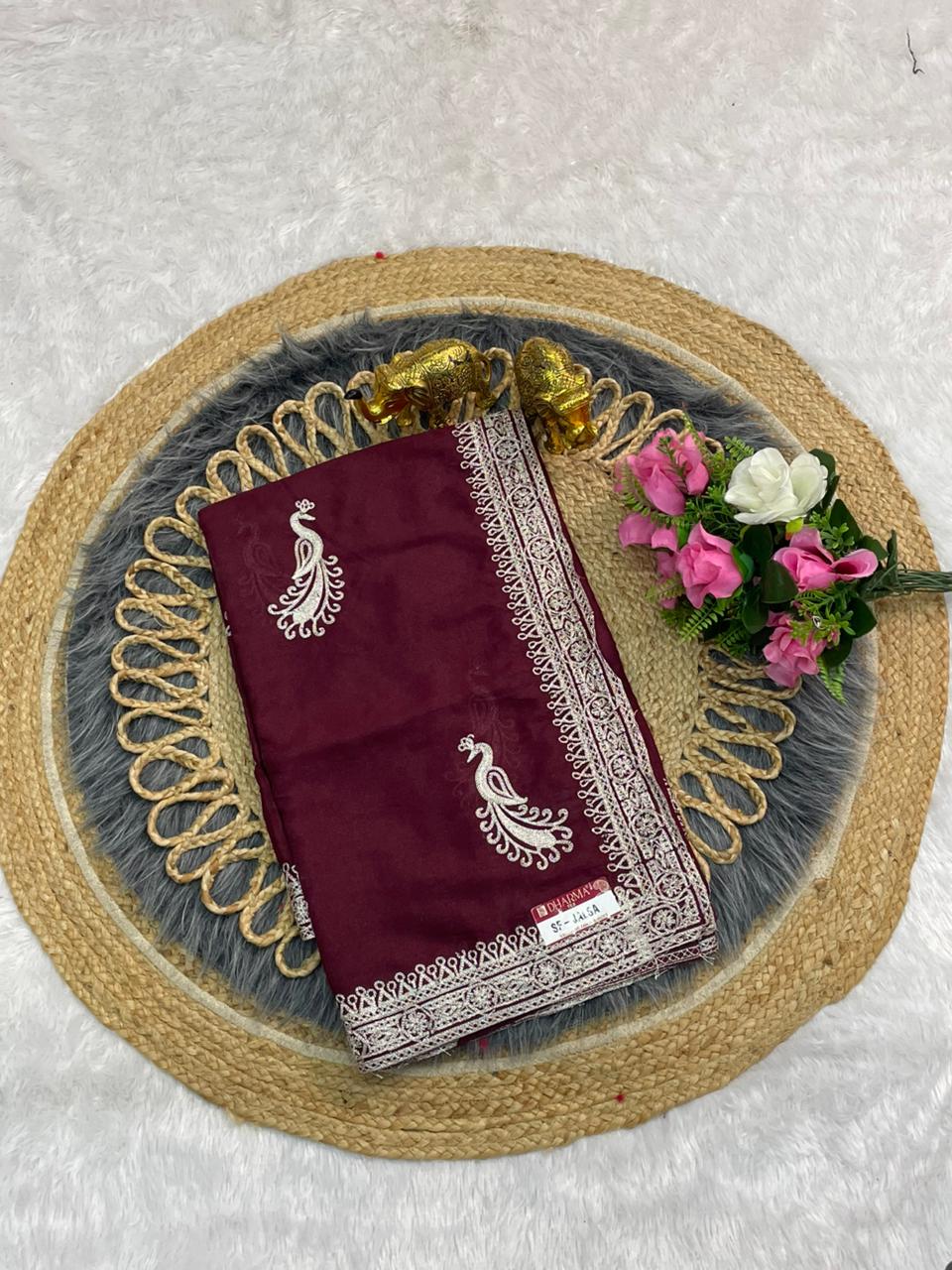 BEAUTIFUL SAREE WITH BEAUTIFUL EMBROIDERY WORK